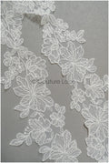 Off-white lace trim with sequins/ embroidered lace trim/ flower lace trim/ floral lace trim// T21-151