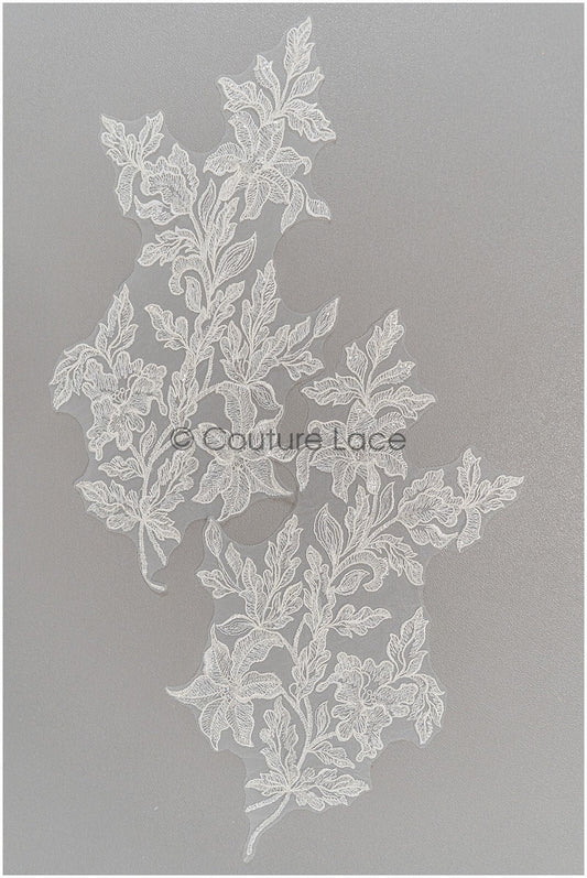 Perlen Applikation für Brautkleid, Blumenspitze Aufnäher, bestickte Spitzenapplikation, Brautapplikation// A21-223