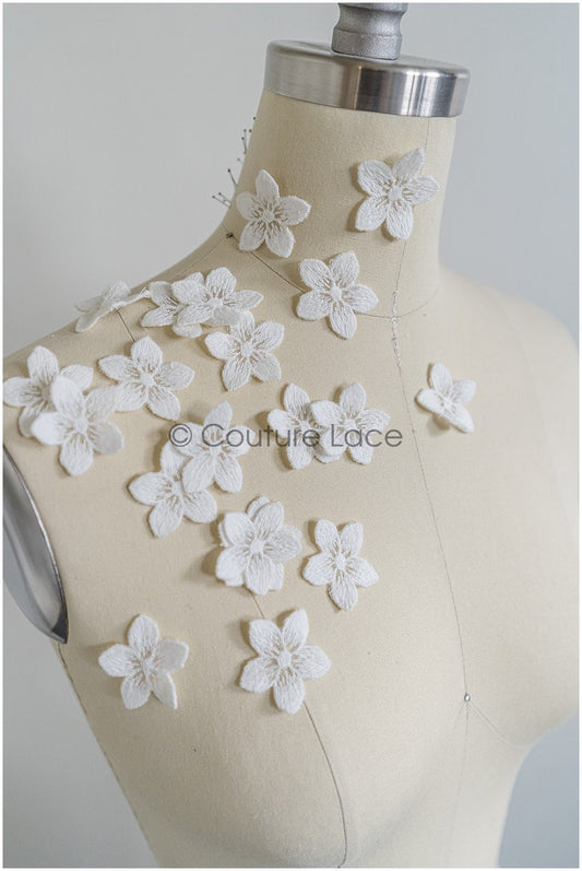 20pcs. Lace flowers for sewing/ 3D flower lace applique/ 3D lace flower/ wedding dress lace applique/ bridal lace// A22-163C