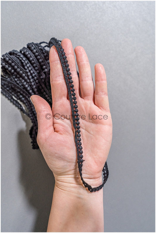 9yds Black Boho Lace Trim/ Lace Trim/ Bridal Lace Trim with Dots// T22-162