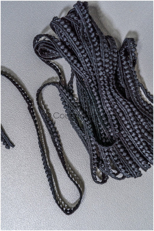 9yds Black Boho Lace Trim/ Lace Trim/ Bridal Lace Trim with Dots// T22-162