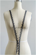 5yds Boho Crochet Lace Trim Black/ Bridal Lace Trim/ Guipure Lace/ Veil Lace/ T22-165