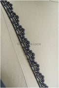 5yds Boho Crochet Lace Trim Black/ Bridal Lace Trim/ Guipure Lace/ Veil Lace/ T22-165