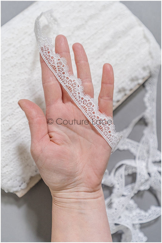 4yds Boho Crochet Lace Off-White/ Geometric Lace Trim/ Bridal Guipure Lace Trim// T22-166
