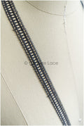 5yds Boho Crochet Lace Trim Black/ Crocheted Lace Trim/ Guipure Lace// T22-167