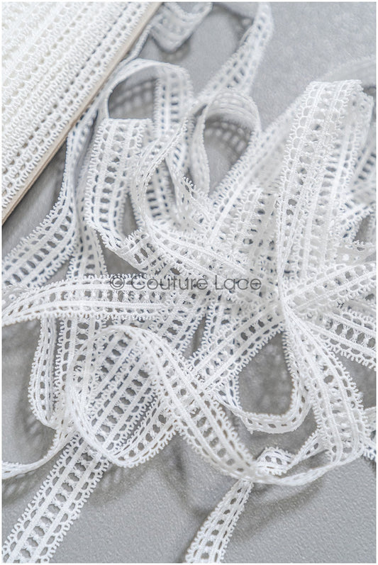 5yds Boho Crochet Lace Off-White/ Bridal Lace Trim/ Guipure Lace Trim/ Lace Veil// T22-168