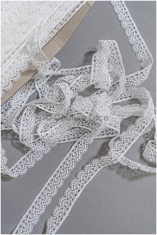 5yds Boho Lace Trim Off-White/ Geometric Lace Trim/ Bridal Guipure Lace Trim// T22-175