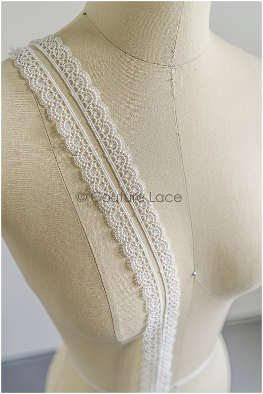 5yds Boho Lace Trim Off-White/ Geometric Lace Trim/ Bridal Guipure Lace Trim// T22-175