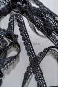 5yds Black Boho Lace Trim/ Lace Trim for Evening Dresses and Lingerie/ Macrame Lace Trim/ Crocheted Lace// T22-176