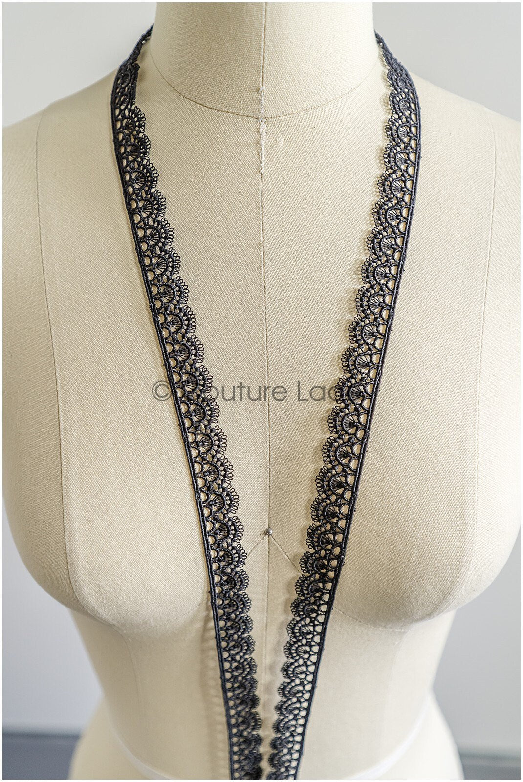 5yds Black Boho Lace Trim/ Lace Trim for Evening Dresses and Lingerie/ Macrame Lace Trim/ Crocheted Lace// T22-176