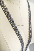 5yds Black Boho Lace Trim/ Lace Trim for Evening Dresses and Lingerie/ Macrame Lace Trim/ Crocheted Lace// T22-176