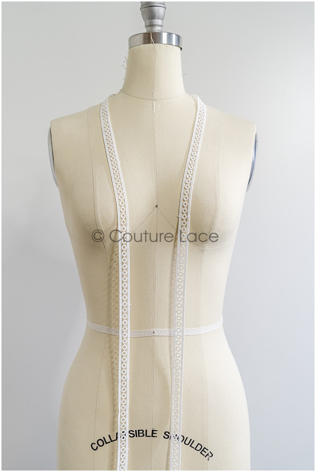 5yds Boho Lace Trim Off-White/ Lace Trim for Wedding Dresses/ Guipure Lace// T22-170