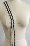 9yds Black Boho Lace Trim/ Lace Trim/ Bridal Lace Trim with Dots// T22-162