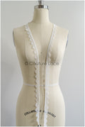 5yds Boho Lace Trim Off-White/ Geometric Lace Trim/ Bridal Guipure Lace Trim// T22-163