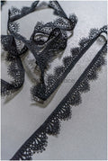 5yds Boho Lace Trim Black/ Crocheted Lace Trim/ Boho Guipure Lace Trim// T22-164