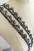 5yds Boho Lace Trim Black/ Crocheted Lace Trim/ Boho Guipure Lace Trim// T22-164