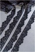 5yds Boho Crochet Lace Trim Black/ Bridal Lace Trim/ Guipure Lace/ Veil Lace/ T22-165