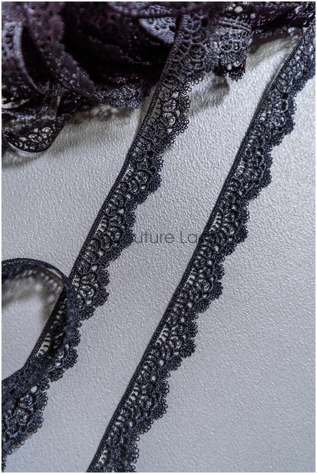 5yds Boho Crochet Lace Trim Black/ Bridal Lace Trim/ Guipure Lace/ Veil Lace/ T22-165