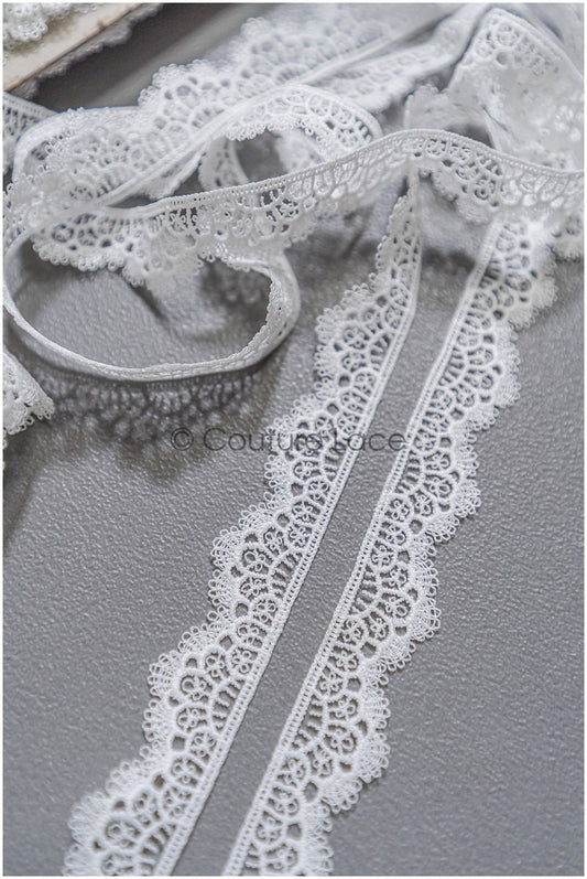4yds Boho Crochet Lace Off-White/ Geometric Lace Trim/ Bridal Guipure Lace Trim// T22-166