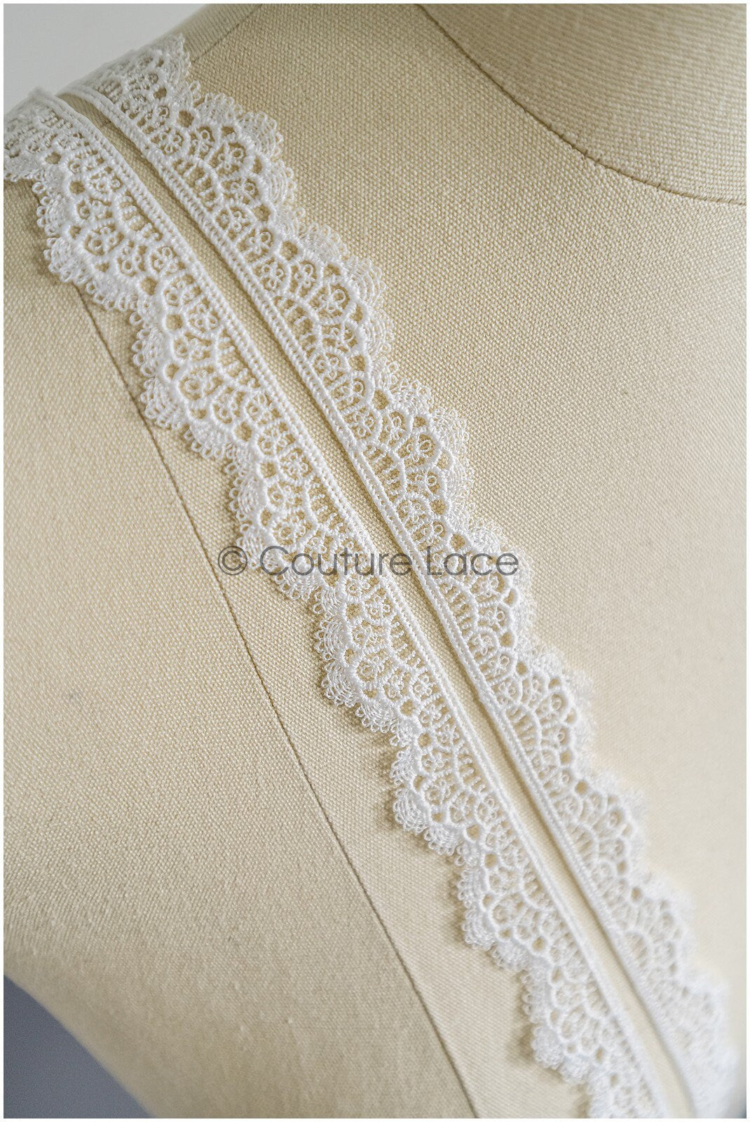 4yds Boho Crochet Lace Off-White/ Geometric Lace Trim/ Bridal Guipure Lace Trim// T22-166