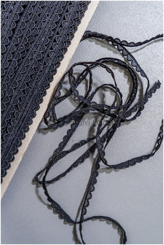 5yds Boho Lace Trim Black/ Crocheted Lace Trim/ Boho Bridal Guipure Lace Trim// T22-171