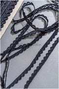 5yds Boho Lace Trim Black/ Crocheted Lace Trim/ Boho Bridal Guipure Lace Trim// T22-171