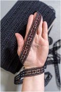 5yds Black Boho Lace Trim/ Guipure Lace Trim/ Crocheted Bridal Lace Trim// T22-174