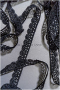 5yds Black Boho Lace Trim/ Lace Trim for Evening Dresses and Lingerie/ Macrame Lace Trim/ Crocheted Lace// T22-176
