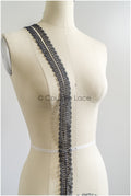 5yds Black Boho Lace Trim/ Lace Trim for Evening Dresses and Lingerie/ Macrame Lace Trim/ Crocheted Lace// T22-176
