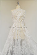 Romantischer Blumen Spitzenstoff Off-White/ Hochzeitskleid Spitzenstoff/ Braut Blumenspitze/ bestickter Spitzenstoff/ Spitzenschleier// L19-033