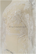 Romantischer Blumen Spitzenstoff Off-White/ Hochzeitskleid Spitzenstoff/ Braut Blumenspitze/ bestickter Spitzenstoff/ Spitzenschleier// L19-033