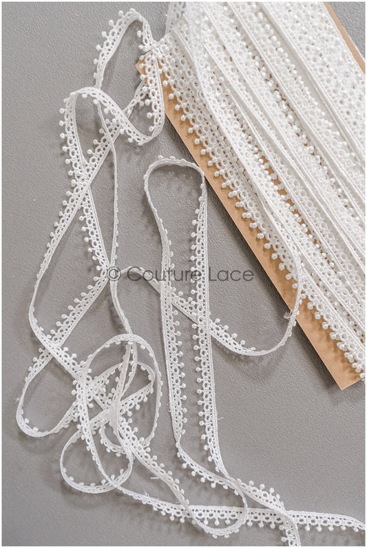 4yds Boho Crochet Lace Trim Off-White/ Crocheted Lace Trim/ Guipure Lace Trim/ Dot Lace Trim// T22-180