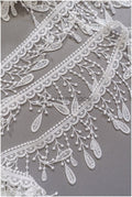 5yds Fringe Boho Lace Trim/ Off-White Crocheted Lace Trim/ Bridal Guipure Lace// T22-181