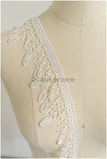 5yds Fringe Boho Lace Trim/ Off-White Crocheted Lace Trim/ Bridal Guipure Lace// T22-181