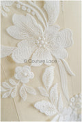 Lace trim off-white/ wedding lace trim/ floral lace trim/ bridal veil lace trim// T22-184