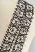 4yds Boho Crochet Lace Trim/ Black Lace Trim/ Bridal Guipure Lace Trim// T22-185