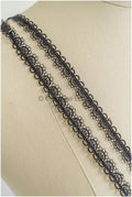 4yds Boho lace trim crocheted black/ bridal guipure lace trim/ wedding veil lace trim// T22-188
