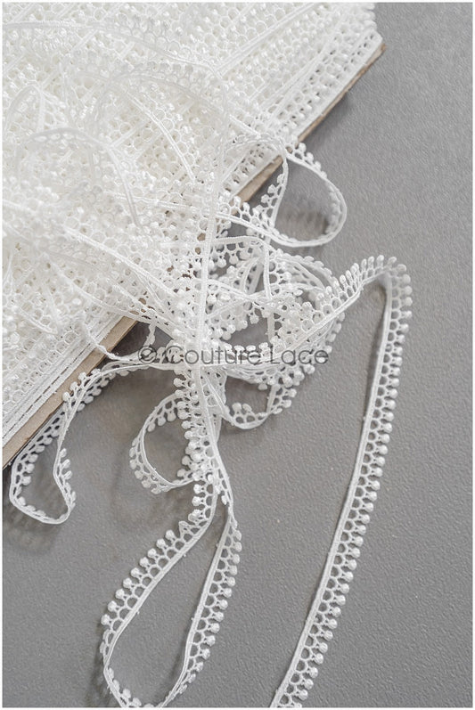 4yds Boho lace trim off-white/ geometric lace trim/ bridal guipure lace// T22-190