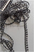 4yds Boho Lace Trim Black/ Guipure Crocheted Lace Trim/ Bridal Lace// T22-192
