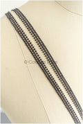 4yds Black Boho Crochet Lace Trim/ Lace Trim/ Bridal Guipure Lace Trim/ Black Lace // T22-197