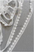 4yds Boho Crochet Lace Trim/ Off-White Lace Trim/ Bridal Guipure Lace Trim/ Snowflake Lace// T22-198