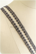 4yds Boho Crochet Lace Trim/ Black Lace Trim/ Bridal Guipure Lace Trim/ Black Lace// T22-199