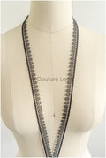 4yds Boho Lace Trim Black/ geometric lace trim / Guipure lace trim/ evening dress lace // T22-201