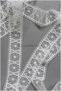 4yds Off-White Boho Lace Trim/ Crocheted Lace Trim/ Bridal Lace Trim/ Veil Lace Trim/ T22-204