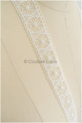 4yds Off-White Boho Lace Trim/ Crocheted Lace Trim/ Bridal Lace Trim/ Veil Lace Trim/ T22-204