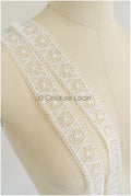 4yds Off-White Boho Lace Trim/ Crocheted Lace Trim/ Bridal Lace Trim/ Veil Lace Trim/ T22-204