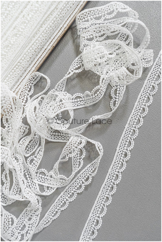 4yds Boho Lace Trim Off-White/ Lace Trim for Wedding Dresses/ Guipure Lace/ Dot Lace// T22-207