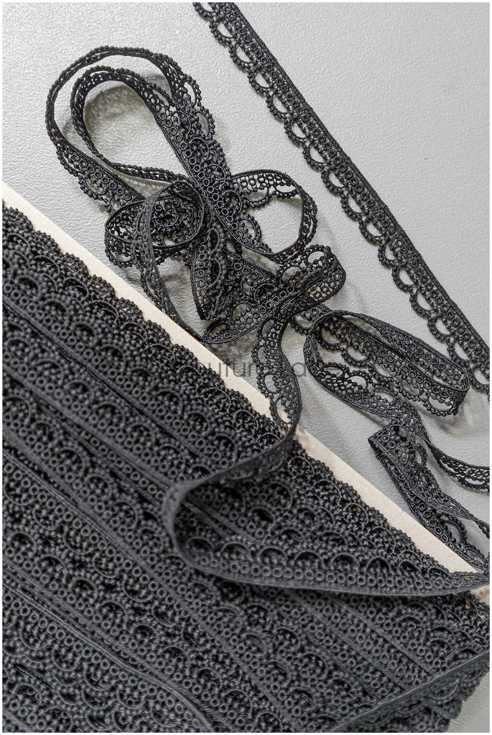 4yds Boho Lace Trim Black/ Crocheted Lace Trim/ Bridal Guipure Lace Trim// T22-208