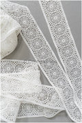 4yds Boho Lace Trim Off-White/ Bridal Lace Trim/ Crocheted Lace/ Lace Trim/ Dreamcatcher Lace Trim// T22-211