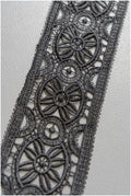 4yds / black boho crochet lace / geometric lace trim / bridal guipure lace trim / black lace // T22-215